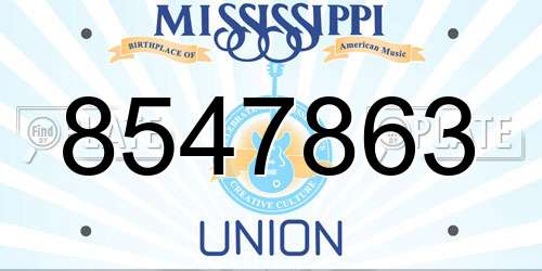 8547863 Mississippi License Plate
