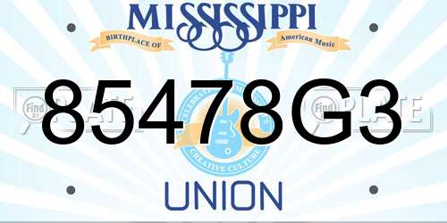 85478G3 Mississippi License Plate