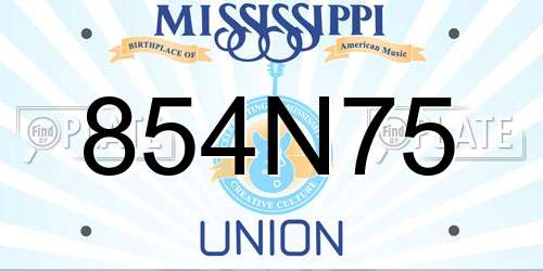 854N75 Mississippi License Plate