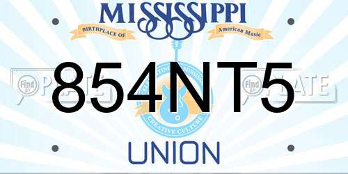 854NT5 Mississippi License Plate