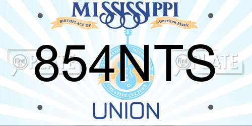 854NTS Mississippi License Plate