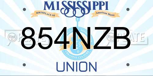 854NZB Mississippi License Plate