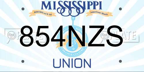 854NZS Mississippi License Plate