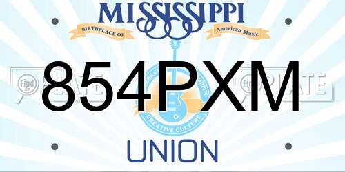 854PXM Mississippi License Plate