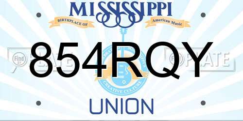 854RQY Mississippi License Plate