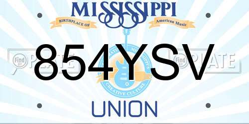 854YSV Mississippi License Plate