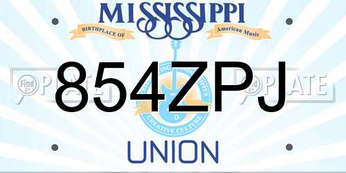 854ZPJ Mississippi License Plate