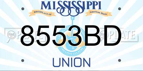 8553BD Mississippi License Plate