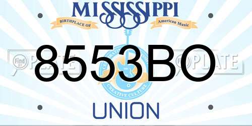 8553BO Mississippi License Plate