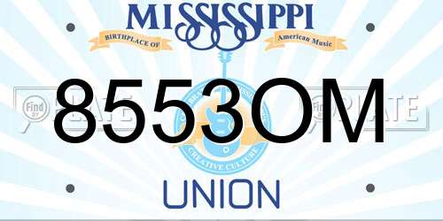 8553OM Mississippi License Plate