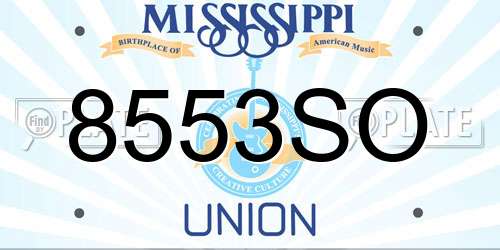 8553SO Mississippi License Plate
