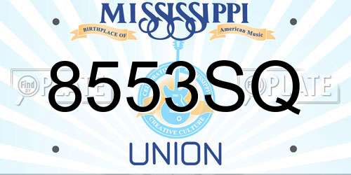 8553SQ Mississippi License Plate