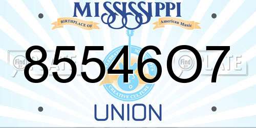 85546O7 Mississippi License Plate