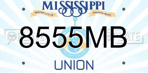 8555MB Mississippi License Plate