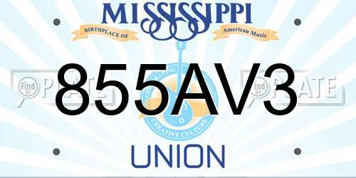 855AV3 Mississippi License Plate