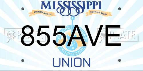 855AVE Mississippi License Plate