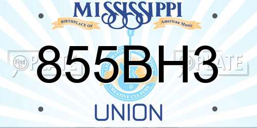855BH3 Mississippi License Plate
