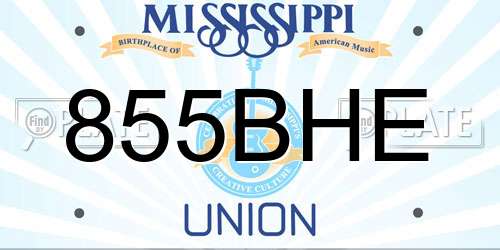 855BHE Mississippi License Plate
