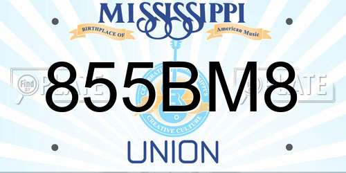 855BM8 Mississippi License Plate
