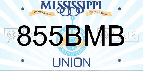 855BMB Mississippi License Plate
