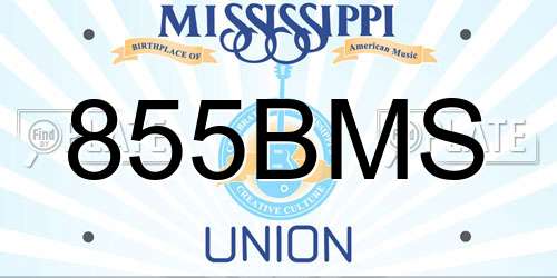 855BMS Mississippi License Plate