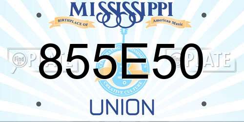 855E50 Mississippi License Plate