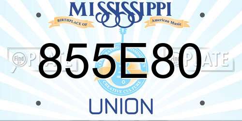 855E80 Mississippi License Plate