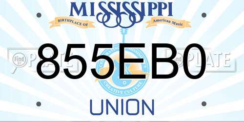855EB0 Mississippi License Plate