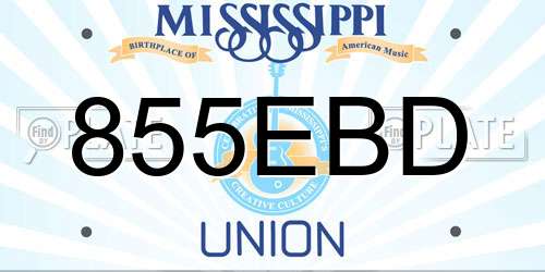 855EBD Mississippi License Plate