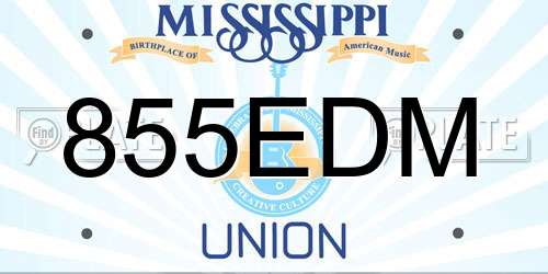 855EDM Mississippi License Plate