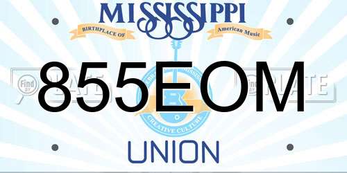 855EOM Mississippi License Plate