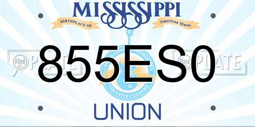 855ES0 Mississippi License Plate