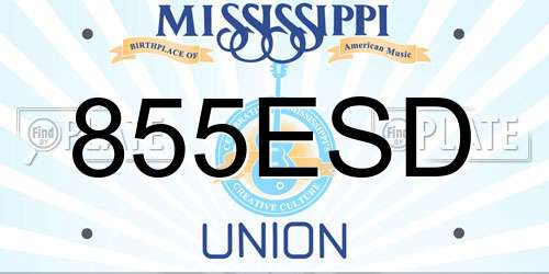 855ESD Mississippi License Plate