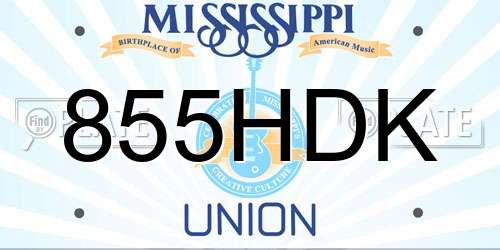 855HDK Mississippi License Plate