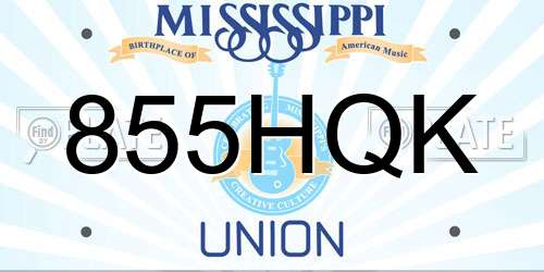 855HQK Mississippi License Plate