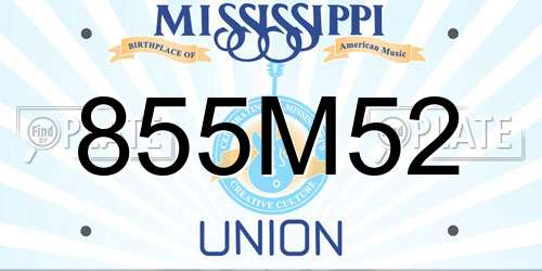 855M52 Mississippi License Plate
