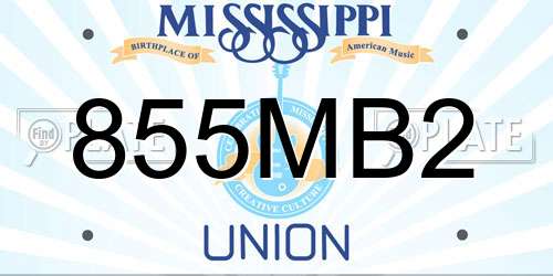 855MB2 Mississippi License Plate