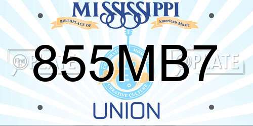 855MB7 Mississippi License Plate