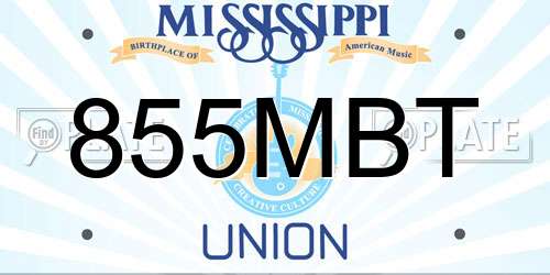 855MBT Mississippi License Plate
