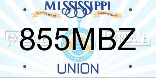 855MBZ Mississippi License Plate