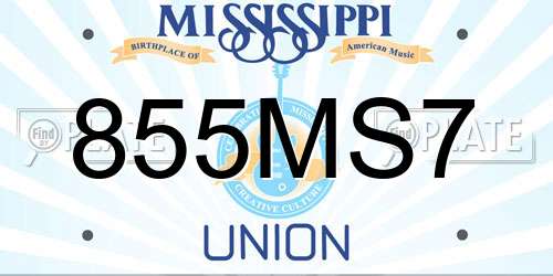 855MS7 Mississippi License Plate