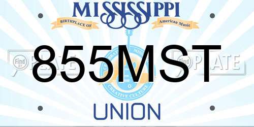 855MST Mississippi License Plate