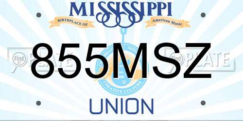 855MSZ Mississippi License Plate