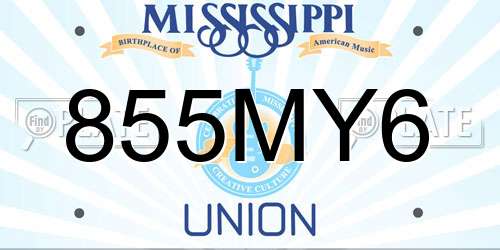 855MY6 Mississippi License Plate