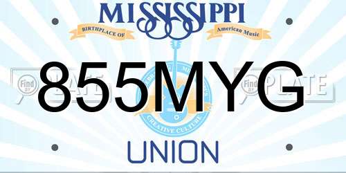 855MYG Mississippi License Plate