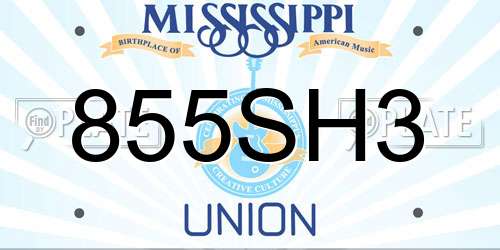 855SH3 Mississippi License Plate