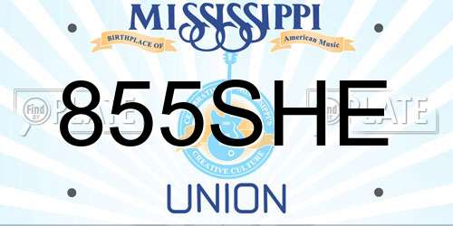 855SHE Mississippi License Plate