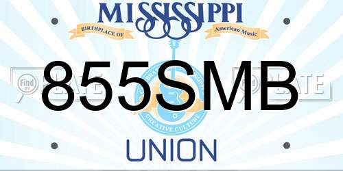 855SMB Mississippi License Plate