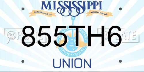 855TH6 Mississippi License Plate