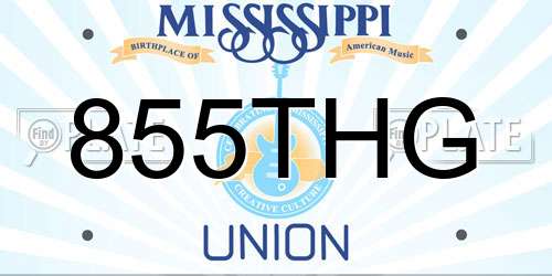 855THG Mississippi License Plate